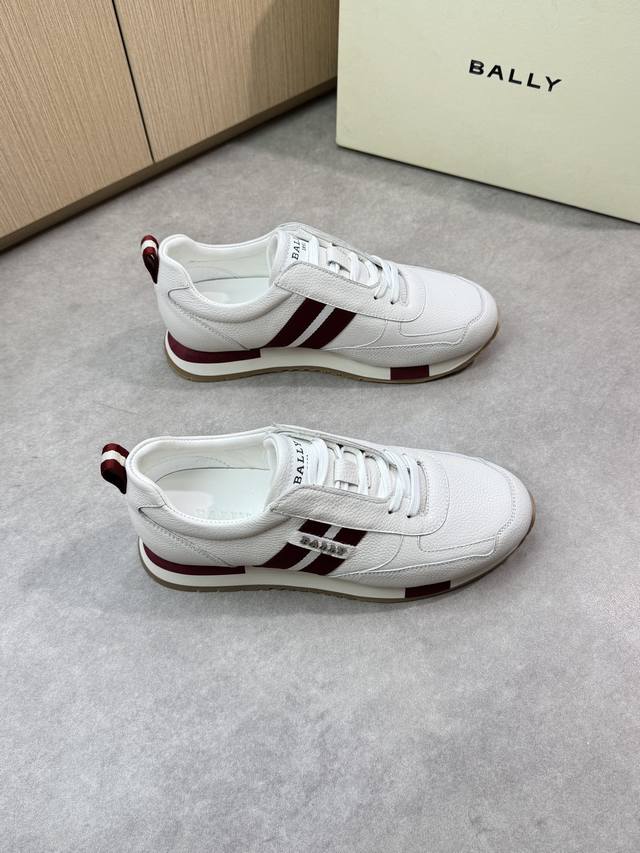 Bally 巴利 -高端品质 原单休闲运动鞋 -鞋面：进口荔纹小牛皮、鞋身品牌织带品牌金属扣件、.鞋舌；丝印高周波品牌Logo -内里：水染牛皮 -大底：超轻耐