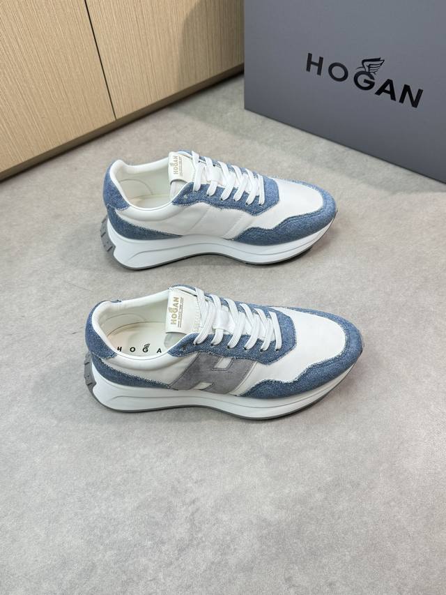 Hogan 霍根 -高端品质 原单休闲运动鞋 -鞋面：纳帕牛皮、品牌牛仔帆布、鞋身车缝.H.图腾 -内里：水染牛皮，垫脚；品牌3D高周波帆布 -大底：超轻Tpu