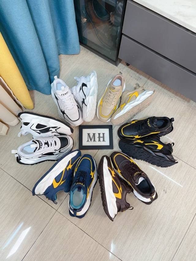 出厂价P Fendi.芬迪 新款 精品休闲鞋 原版高品质鞋面进口牛皮拼接制作 真皮内里加厚乳胶鞋垫版型时尚 动感十足原版芬迪舒适大底 简洁大方运动休闲。码数38
