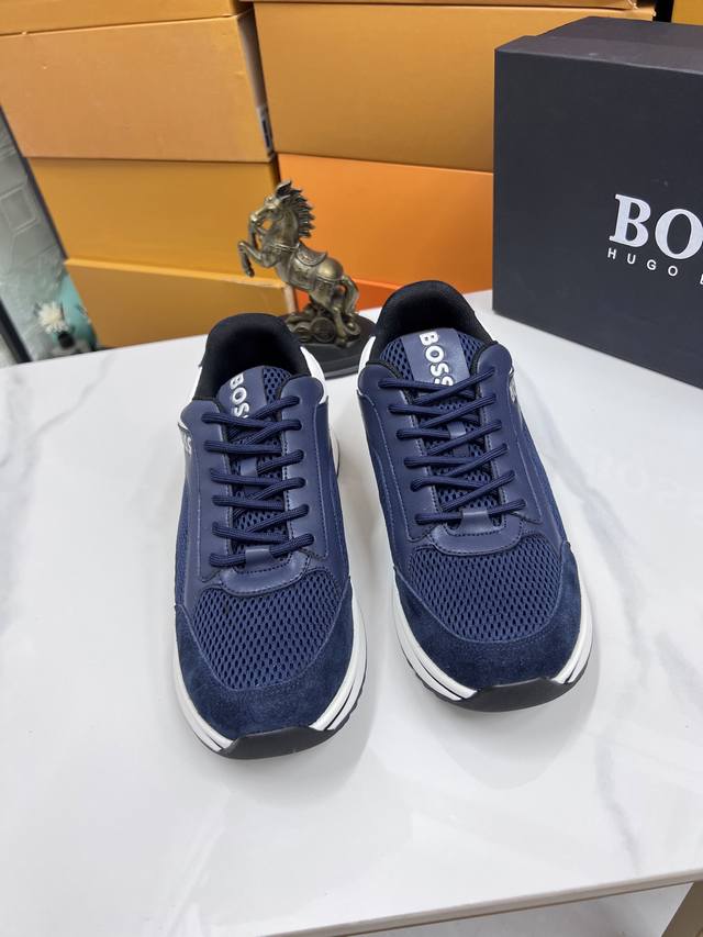 工厂P价 Boss 最新休闲男鞋，欢迎1:1对比，爆单款Boss香港专柜休闲鞋，专柜品质，支持验货，优质做工，鞋面采用意大利进口胎牛皮 透气羊皮内里，原版时尚运