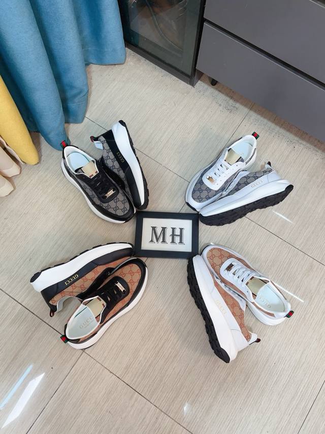 出厂价P Gucci 古奇新款系带休闲男鞋抢先上市，材料做工完胜市场所有版本 最高品质出货头层牛皮配进口原版穿孔材料真皮内里，私模软质大底，上脚舒适度高、进口专