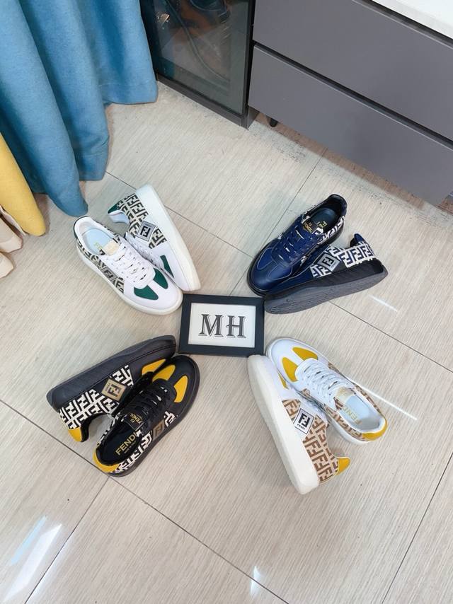 出厂价P Fendi 芬迪经典舒适男士，这款复杂的运动鞋是由柔软的小牛皮真皮内里原版超轻橡胶材质粗纹大底 这种独特的轻薄风格适合这个季节的随意而精致的感性，上脚
