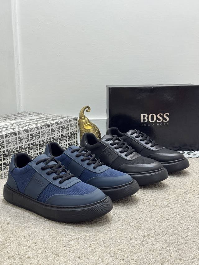Bos＊ 男士精品 Boss 新款原版休闲鞋本款是官方主打经典款，1:1质量，原厂名师制作，采用牛皮搭配网布透气网布内里。完美楦型，大方时尚的设计，多色可选！！