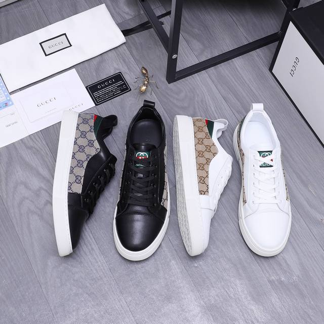 商品商标：Gucci 古驰 休闲鞋 正码码数: 38-44 商品材料：精选牛皮拼接透气鞋面 羊皮内里 原版大底