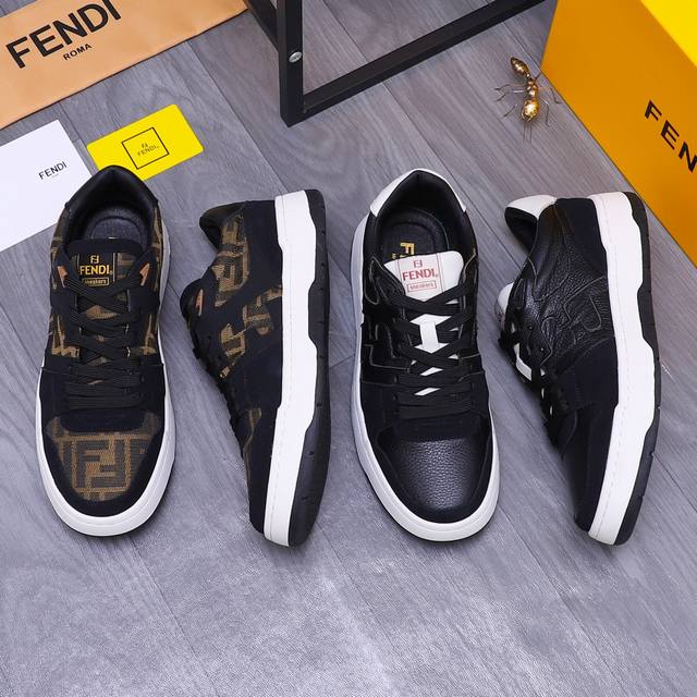 商品商标：Fendi 芬迪 休闲鞋 正码码数: 38-44 45.46订做不退换 商品材料：精选 牛皮拼接透气布鞋面 羊皮内里 橡胶大底