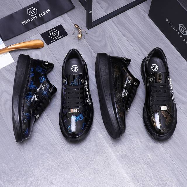 商品商标：Philipp Plein 菲利普-普莱茵 休闲鞋 正码码数: 38-45 商品材料：精选 原版印花鞋面 羊皮内里 橡胶大底
