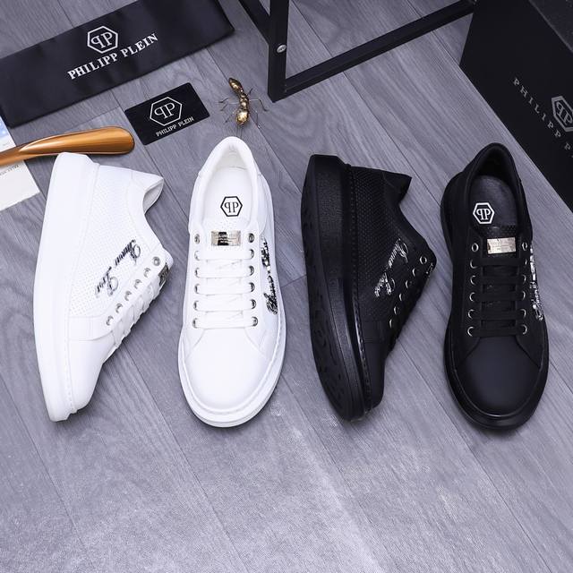 商品商标：Philipp Plein 菲利普-普莱茵 休闲鞋 正码码数: 38-45 商品材料：精选 牛皮冲孔透气鞋面 羊皮内里 橡胶大底