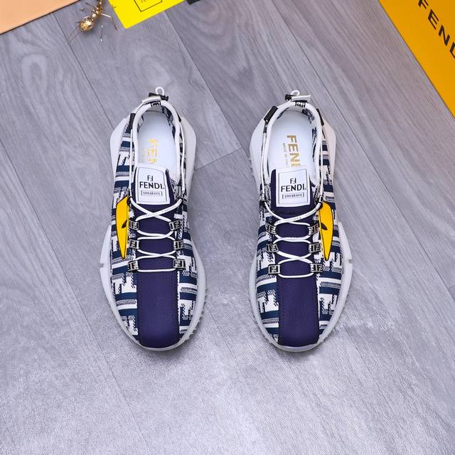 商品商标：Fendi 芬迪 休闲鞋 正码码数: 38-44 商品材料：精选 牛皮拼接印花透气鞋面 牛皮鞋垫 橡胶大底