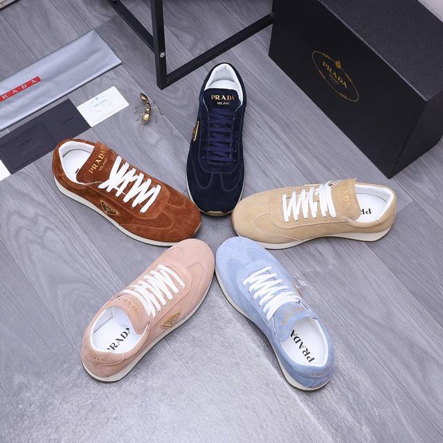 商品商标：Prada 普拉达 休闲鞋 正码码数: 38-45 商品材料：精选 反绒牛皮鞋面 牛皮内里 原版大底