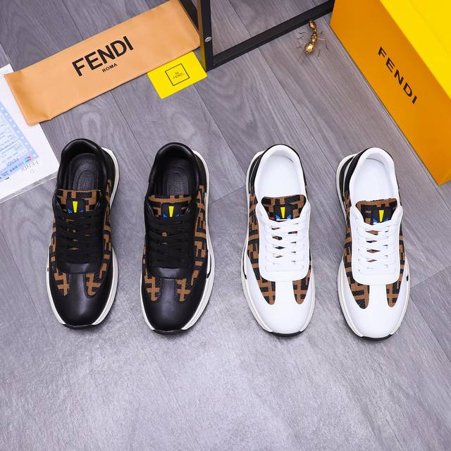 商品商标：Fendi 芬迪 休闲鞋 正码码数: 38-44 商品材料：精选 头层牛皮拼接鞋面 羊皮内里 橡胶大底