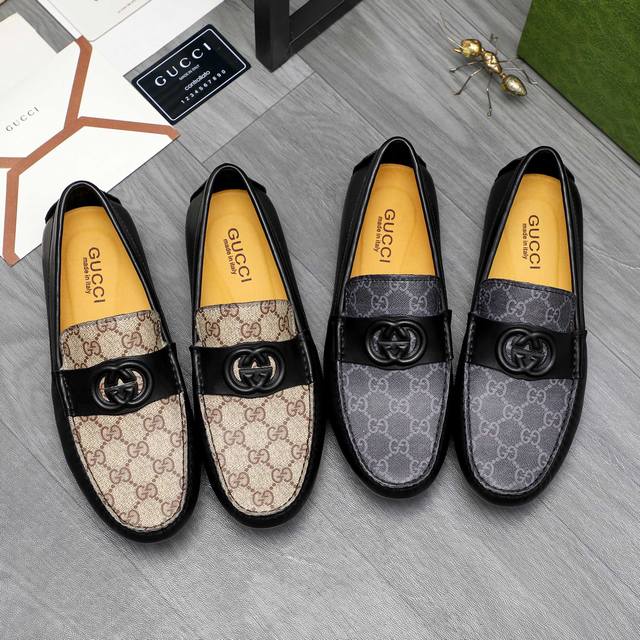 商品商标：Gucci 古驰 休闲套脚鞋 正码码数: 38-44 商品材料：精选牛皮拼接鞋面 猪皮内里 原版大底