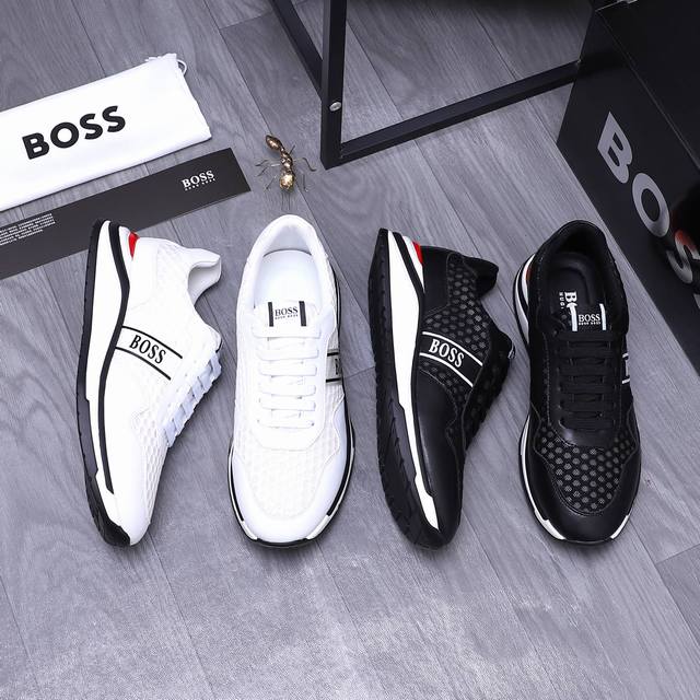 商品商标： ＢＯＳＳ 休闲鞋 正码码数: 38-44 商品材料：精选牛皮拼接透气网鞋面 网内里 橡胶大底