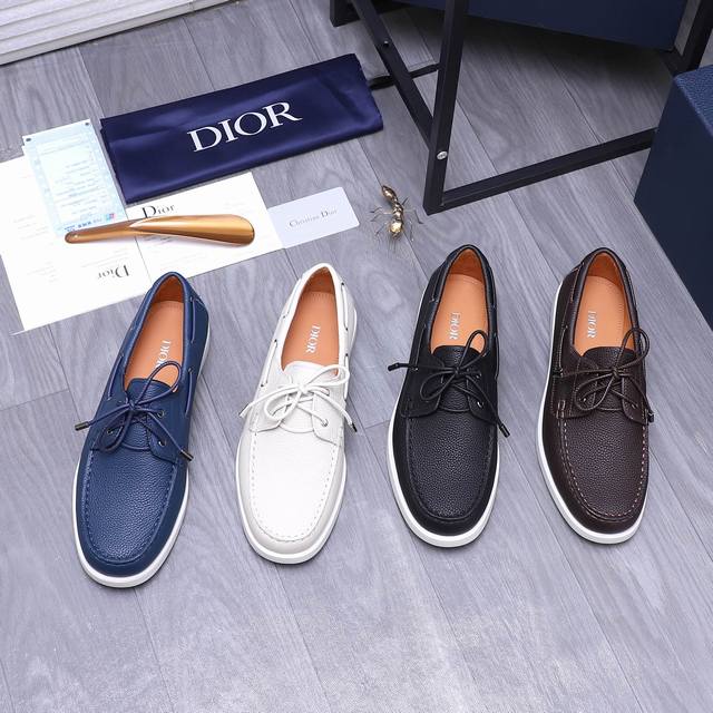 商品商标：Dior 迪奥 休闲鞋 正码码数: 38-44 45订做不退换 商品材料：精选荔纹牛皮鞋面 水染牛皮内里 原版大底
