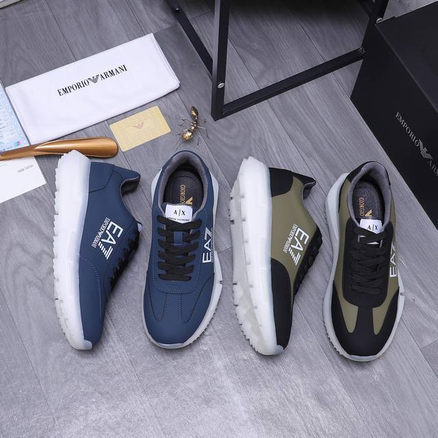 商品商标：Armani 阿玛尼 休闲鞋 正码码数: 38-44 45.46订做不退换 商品材料：精选牛皮鞋面 透气网内里 橡胶大底