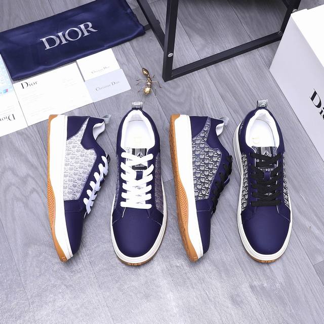 商品商标：Dior 迪奥 休闲鞋 正码码数: 38-44 45订做不退换 商品材料：精选牛皮拼接鞋面 羊皮内里 原版大底