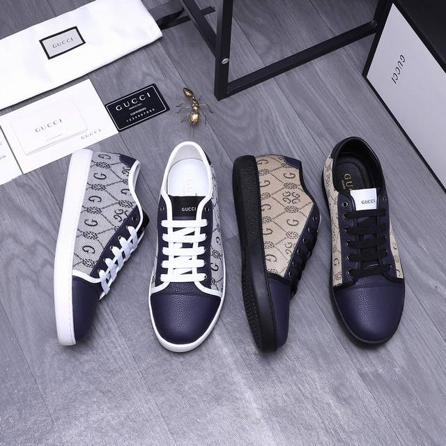 商品商标：Gucci 古驰 休闲鞋 正码码数: 38-44 45订做不退换 商品材料：精选牛皮拼接鞋面 羊皮内里 原版大底