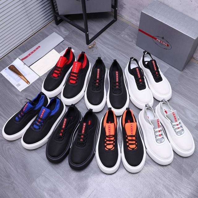 商品商标：Prada 普拉达 休闲鞋 正码码数: 38-44 商品材料：精选 原版透气鞋面 牛皮内里原版大底