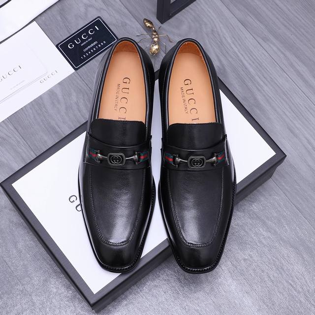商品商标：Gucci 古驰 商务休闲皮鞋 正码码数: 38-44 45订做不退换 商品材料：精选牛皮鞋面 牛皮内里 原版大底