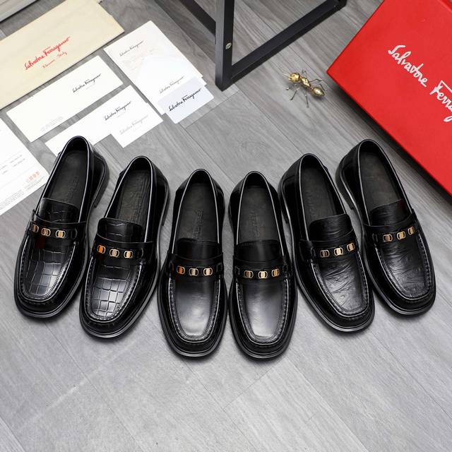 商品商标：Ferragamo 菲拉格慕 正装鞋 正码码数: 38-44 45.46订做不退换 商品材料：精选 头层牛皮鞋面 牛皮内里橡胶大底