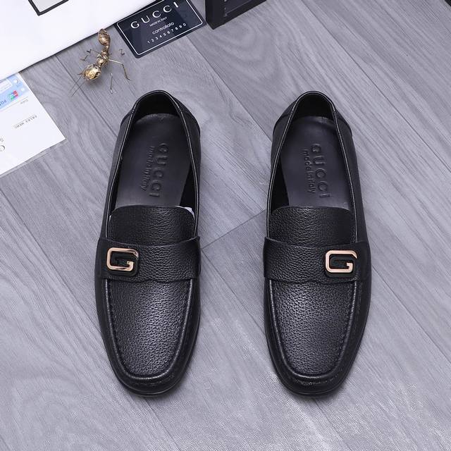 商品商标：Gucci [古驰] 商务皮鞋 正码码数: 38-44 45.订做不退换 商品材料：精选 荔纹牛皮鞋面 牛皮内里 原版大底
