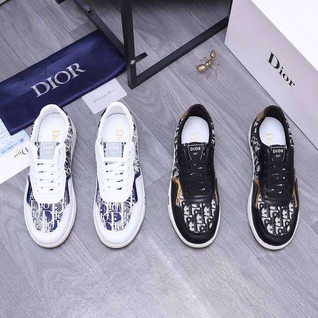 商品商标：Dior 迪奥 休闲鞋 正码码数: 38-44 商品材料：精选牛皮配透气飞织鞋面 皮内里 原版大底