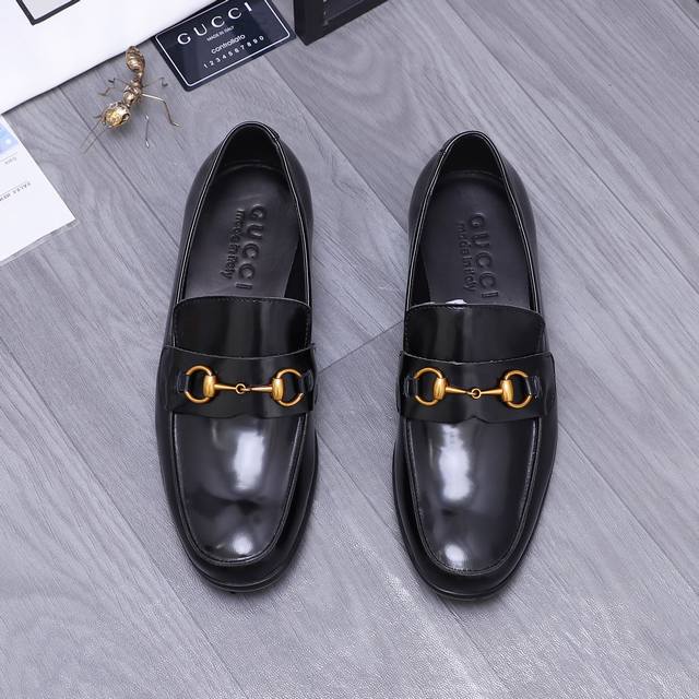 商品商标：Gucci [古驰] 商务皮鞋 正码码数: 38-44 45.订做不退换 商品材料：精选 珠光牛皮鞋面 牛皮内里 原版大底