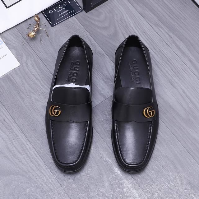 商品商标：Gucci [古驰] 商务皮鞋 正码码数: 38-44 45.订做不退换 商品材料：精选 哑光牛皮鞋面 牛皮内里 原版大底