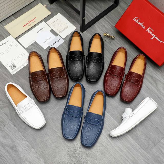 商品商标：Ferragamo 菲拉格慕 休闲套脚鞋 正码码数: 38-45 商品材料：精选 荔纹牛皮鞋面 牛皮内里 原版大底