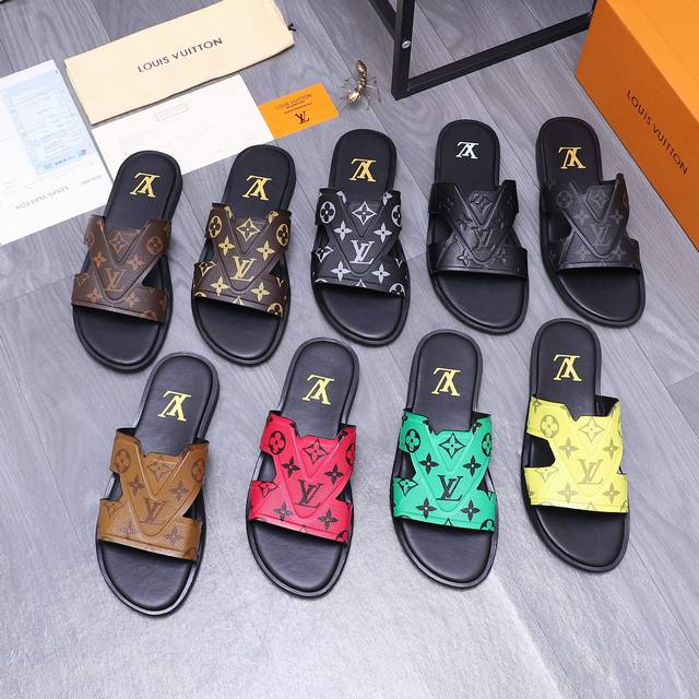 商品商标：Louis Vuitton 路易威登 拖鞋 正码码数: 38-44 45.46 订做不退换 商品材料：精选原版材料 超纤牛皮内里 橡胶大底