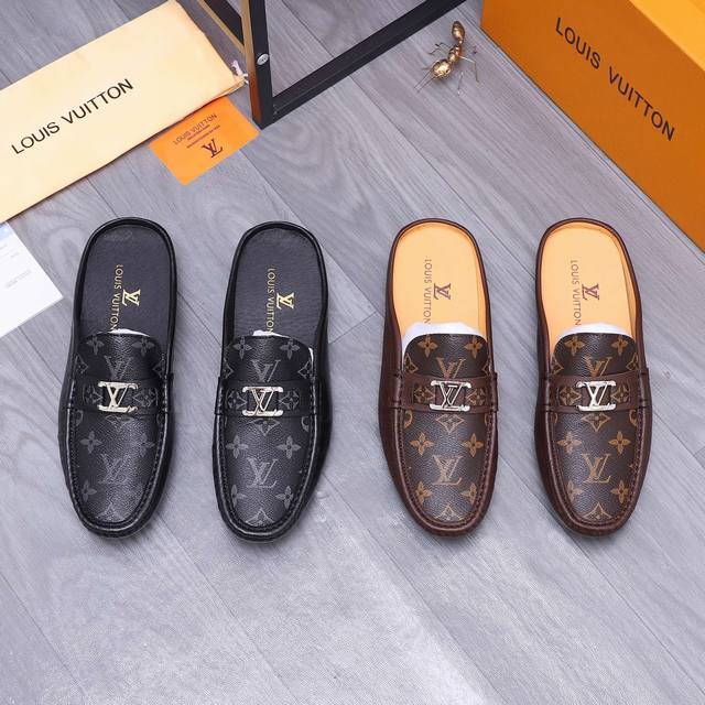 商品商标：Louis Vuitton 路易威登 拖鞋 正码码数: 38-45 商品材料：精选牛皮印花材料 猪皮内里 橡胶大底