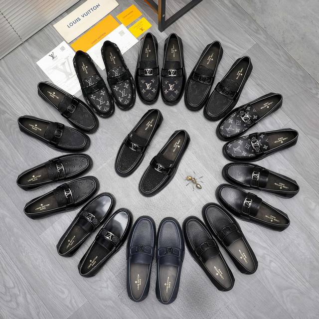 商品商标：Louis Vuitton 路易威登 商务休闲皮鞋 正码码数: 38-45 46可订做 商品材料：精选 头层牛皮配印透气鞋面 牛皮内里 原版Tpu大底