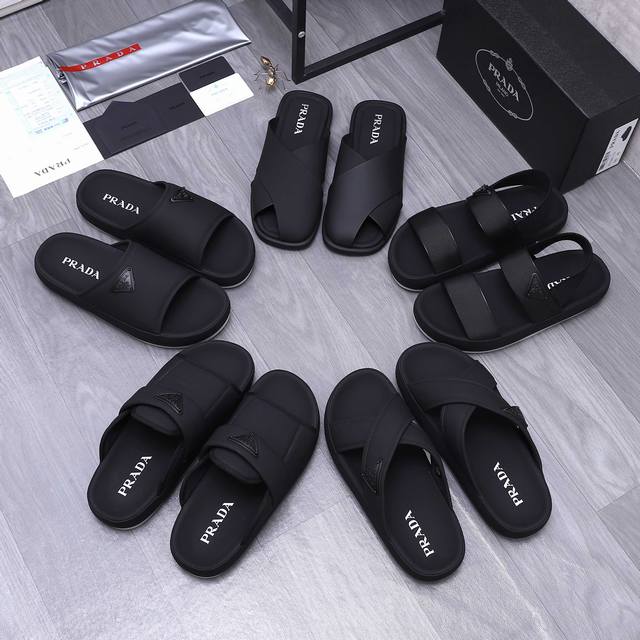 商品商标：Prada 普拉达 休闲凉鞋 正码码数: 38-44 45定做不退换 商品材料：精选 优质织布透气鞋面 脚背牛皮里 橡胶大底