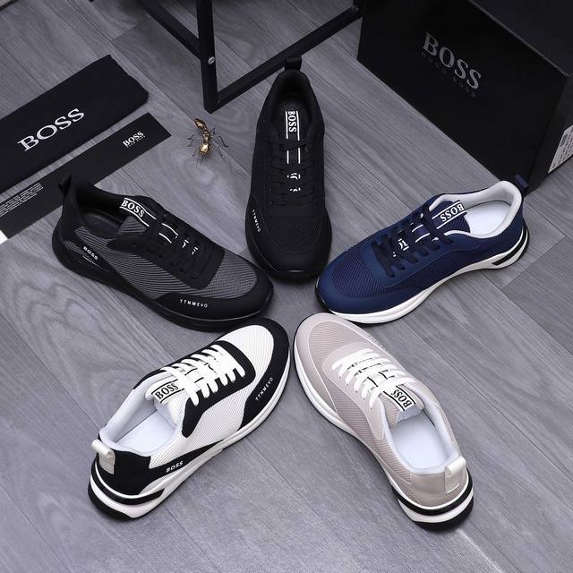 商品商标： ＢＯＳＳ 休闲鞋 正码码数: 39-44 45定做不退换 商品材料：精选牛皮拼接网布鞋面 网布内里 牛皮鞋垫 橡胶大底