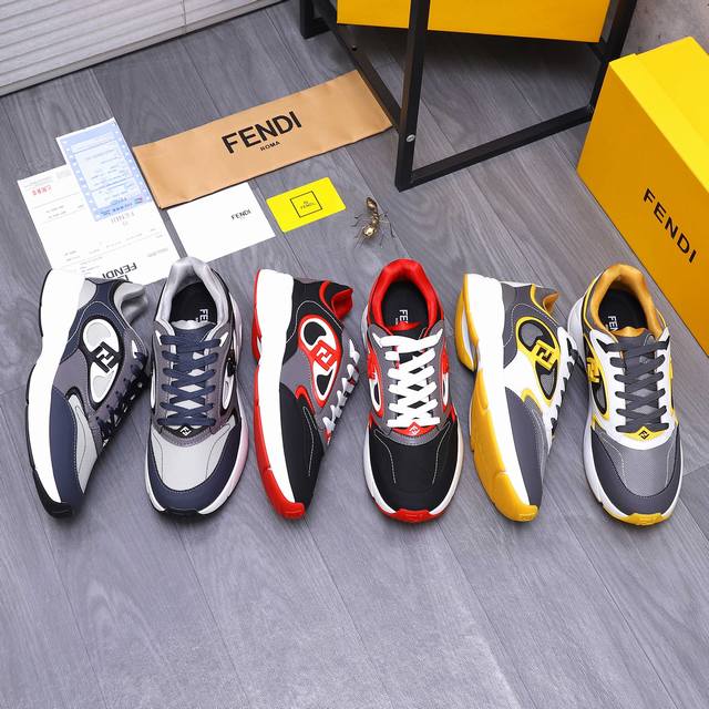 商品商标：Fendi 芬迪 高端休闲鞋 正码码数: 38-44 商品材料：精选原版牛皮拼接网面 透气网内里 原版大底