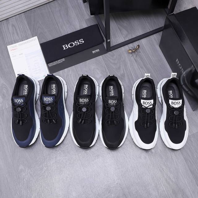商品商标： ＢＯＳＳ 休闲鞋 正码码数: 39-44 45定做不退换 商品材料：精选牛皮拼接弹力布鞋面 网内里 牛皮鞋垫 橡胶大底
