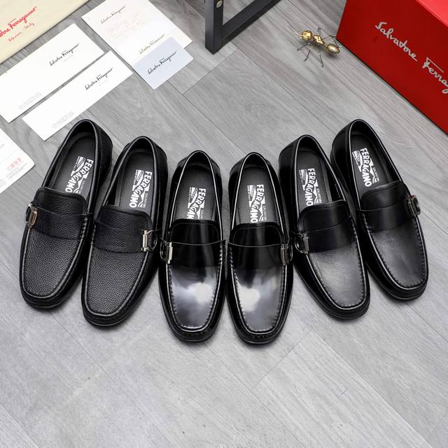 商品商标：Ferragamo 菲拉格慕 ] 正装商务套脚皮鞋 正码码数: 38-44 45定做不退换 商品材料：精选 优质牛皮鞋面 牛皮内里 原版大底