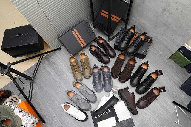 商品商标：Ermenegildo Zegna 杰尼亚 休闲鞋 正码码数: 38-44 45.46 定做不退换 商品材料：精选 头层牛皮拼接荔纹鞋面 牛皮内里 原