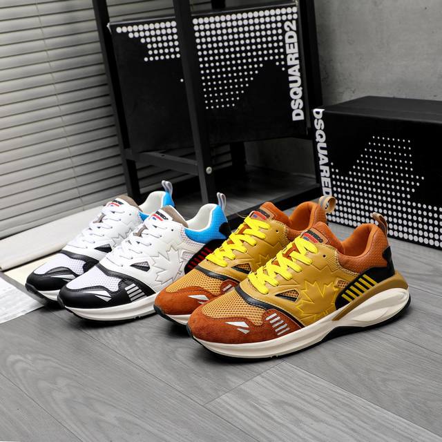 商品商标：Dsquared2 情侣款休闲鞋 正码码数: 35-46 商品材料：精选牛皮拼接鞋面 透气网内里 牛皮鞋墊 原版大底