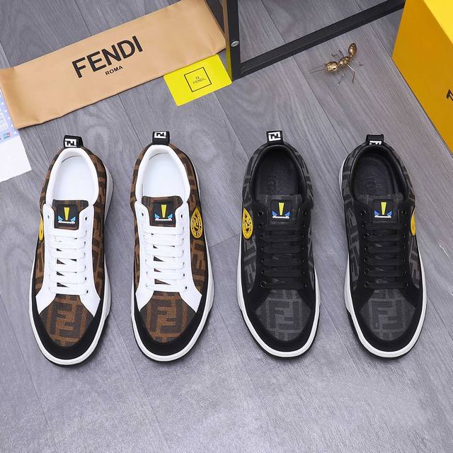 商品商标：Fendi 芬迪 休闲鞋 正码码数: 38-44 商品材料：精选 牛皮拼接织布鞋面 羊皮内里 橡胶大底