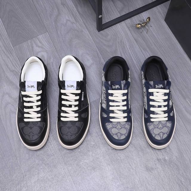 商品商标：Coach 蔻驰 休闲鞋 正码码数: 38-44 商品材料：精选 牛皮拼接印花鞋面 羊皮内里 原版大底