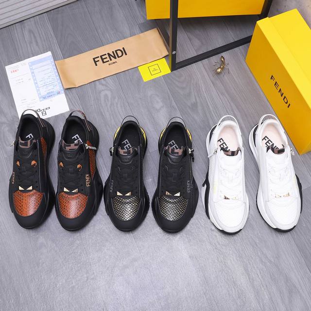 商品商标：Fendi 芬迪 休闲鞋 正码码数: 38-44 45定做不退换 商品材料：精选 蛇纹牛皮拼接鞋面 网内里 原版大底