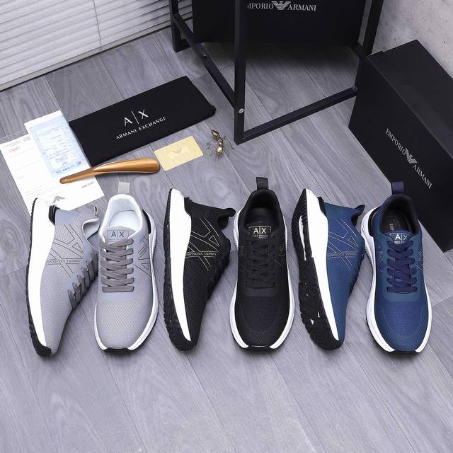 商品商标：Armani 阿玛尼 休闲鞋 正码码数: 38-44 45定做不退换 商品材料：精选织布印花鞋面 网内里 牛皮鞋垫 橡胶大底