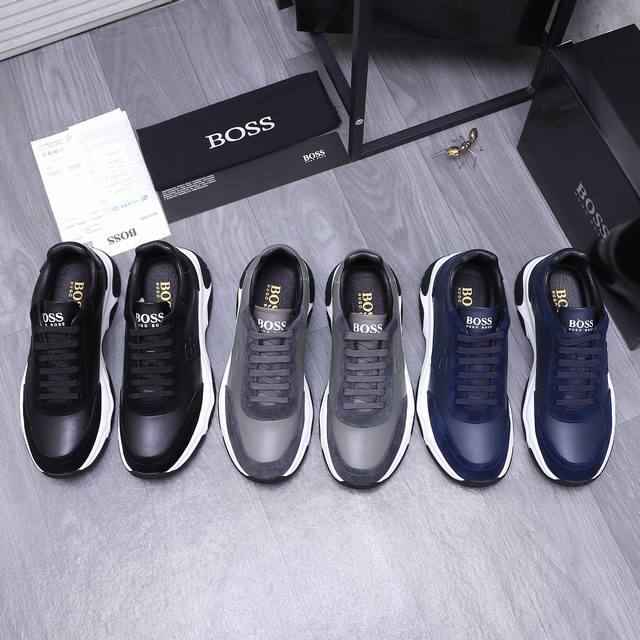 商品商标： ＢＯＳＳ 休闲鞋 正码码数: 39-44 45定做不退换 商品材料：精选牛皮拼接鞋面 羊皮内里 牛皮鞋垫 橡胶大底