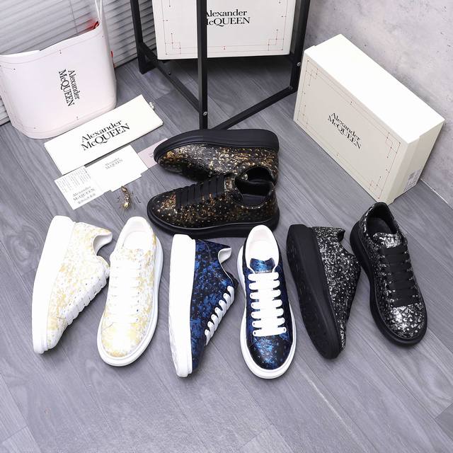 商品商标：Alexander Mcqueen 麦昆 休闲鞋 正码码数: 38-44 45定做不退换 商品材料：精选 驼鸟纹牛皮鞋面 羊皮内里 原版大底