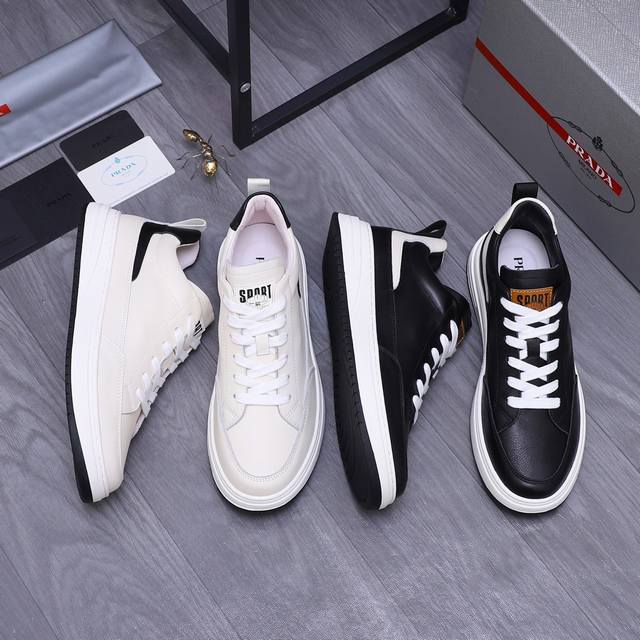 商品商标：Prada 普拉达 休闲鞋 正码码数: 38-44 45订做不退换 商品材料：精选 头层牛皮鞋面 猪皮内里 橡胶大底