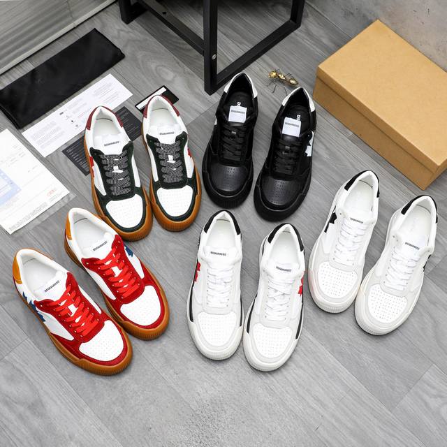 商品商标：Dsquared2 情侣款休闲鞋 正码码数: 女款 35 －40 男款38－46 商品材料：精选牛皮拼接鞋面 皮内里 原版大底