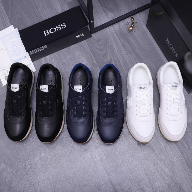 商品商标： ＢＯＳＳ 休闲鞋 正码码数: 38-44 商品材料：精选牛皮拼接鞋面 牛皮鞋垫 透气网内里 橡胶大底