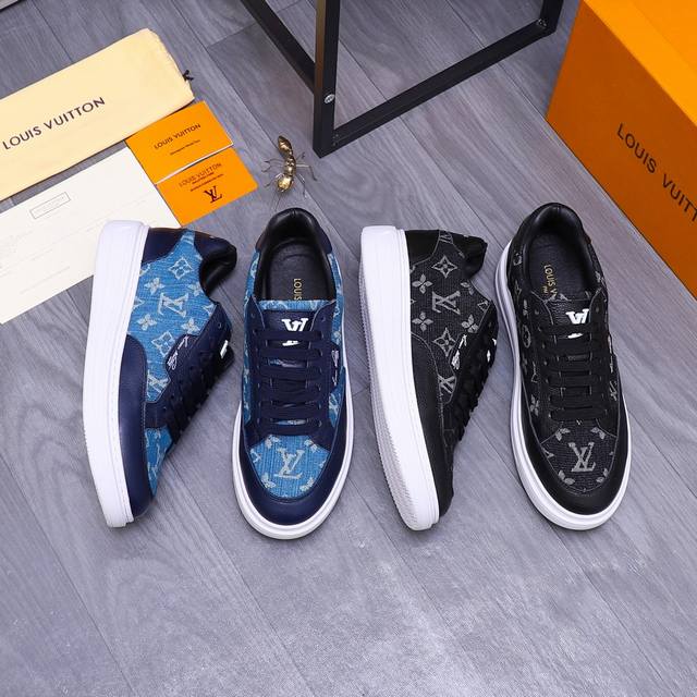 商品商标：Louis Vuitton 路易威登 休闲鞋 正码码数: 38-44 45.46订做不退换 商品材料：精选 牛皮拼接牛仔鞋面 羊皮内里 橡胶大底