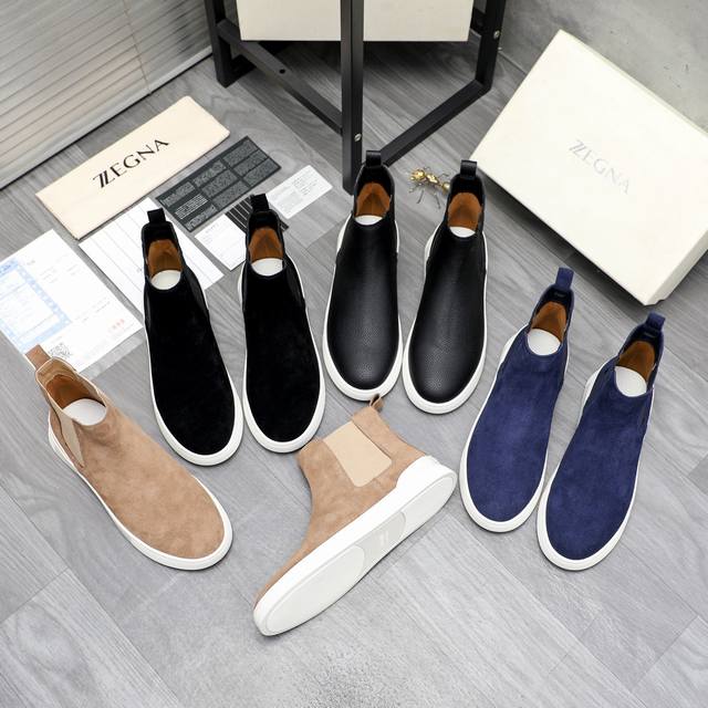 商品商标：Zegna 杰尼亚 休闲高帮鞋 正码码数: 39-44 商品材料：精选磨砂牛皮鞋面 超纤内里 原版大底