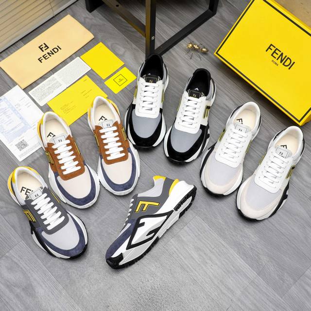 商品商标：Fendi 芬迪 休闲鞋 正码码数: 38-44 商品材料：精选 头层牛皮拼接鞋面 透气网内里 原版大底